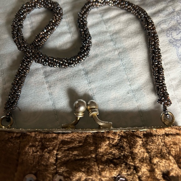 Christian Livingston evening bag velvet beaded front trim  plain backside. - Picture 2 of 6